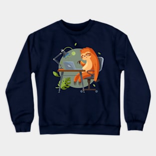 Sloth programmer working on laptop Crewneck Sweatshirt